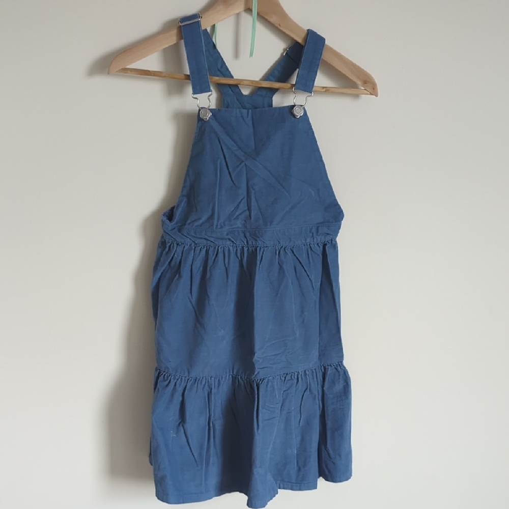 NEVER USED H&M 100% Cotton Corduroy Blue Girls Tiered Overall Dress with Straps